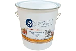 SOPGAL Pintura Tixotrópica Antimanchas (4L, Blanco) - pintura que cubre manchas existentes y protege las paredes y techos evitando que se adhieran manchas futuras