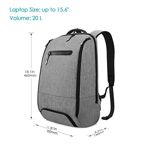 REYLEO Laptop Rucksack Leichtgewichtiger 15.6 Zoll Wasserdichte Laptoptasche Für Alltag Stadt Business Grau - 5