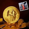 3D EYRANS Personalized/Customized Photo LED Moon Light for Bedroom for Birthday , Husband Wife Couple Special Non-Rechargeable Weird lamp with Stand(Warm White, Pack of 1)