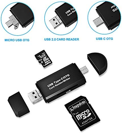Memory Card Reader,Pomisty Micro USB OTG Adapter 3 in 1 USB 2.0 SD/Micro Card Adapter for SDXC, SDHC, SD, MMC, RS-MMC, Micro SDXC, Micro SD, Micro SDHC Card and UHS-I Cards, Compatible with PC and Notebooks Smartphones/Tablets with OTG Function