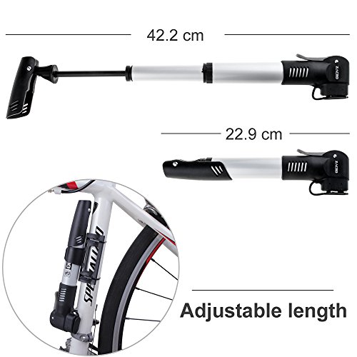 Zacro 120 PSI Mini Fahrradpumpe Set Mini Bike Pumpe Tragbare Fahrradpumpe Perfekt für Fahrrad - 5