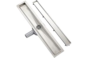 Plumbsys Canaleta de Ducha Acero Inoxidable 60cm,2 en 1 enlosable de Doble Cara，de Sifón 360° con Dispositivo Desodorante y Filtro de Pelo, Canal de Drenaje de Conjunto Completo