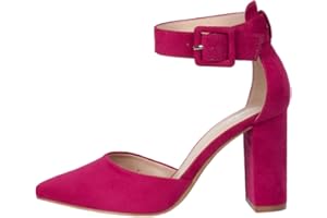 Rio Fiore Escarpins, Chaussures à Bride Cheville, Noir/Bleue/Violette/Blanche/Fuchsia/Rouge/Beige, 8.5 cm Talon Bloc, Textile/Similicuir, Femme Escarpins, Escarpins à Talons, 2062A