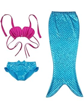 Kleine Mädchen 3 Stück Prinzessin Meerjungfrau Schwanz Swimmable Bikini Set Bademode
