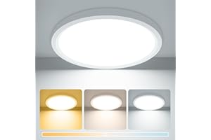 zemty 15W 1800LM LED Ceiling Light, Bathroom Lights Ceiling 3000K/4000K/6500K, IP44 Waterproof, Ultra Thin Round Flush Ceiling Light for Bedroom,Kitchen, Living Room,Toilet,Utility Room 18cm