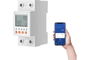 CHATTHEN eMylo Smart Contatore Energia Eelettrica Monofase Misuratore Consumo Elettrico su Guida DIN WiFi Digitale LCD Energy Meter KWh Meter con Tuya Smart/Smart life APP, AC 63A 80-400V