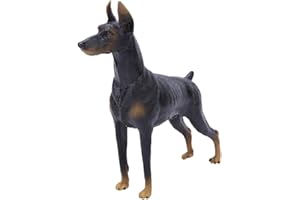 Zerodis Fixed Simulation Black Doberman Model Plastic Dog Animal Collection Decoration Early Educational Toy for Children