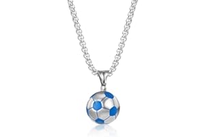 Yaomiao Fußball Halskette Edelstahl Fußball Charm Halskette Kette Fußball Anhänger Geschenke für Mädchen Jungen Kinder Unisex Schmuck mit Kette Fußball Anhänger Halskette