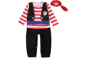 Lito Angels Disfraz Capitán Pirata Ropa de Carnaval Fiesta con Bandana para Niño Pequeñas Talla 3-18 meses
