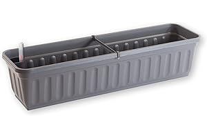 Alpfa Blumenkasten Blumenkübel mit Wasserspeicher + Füllstandsanzeige, Terra, Weiß, Anthrazit (80cm, Anthrazit)