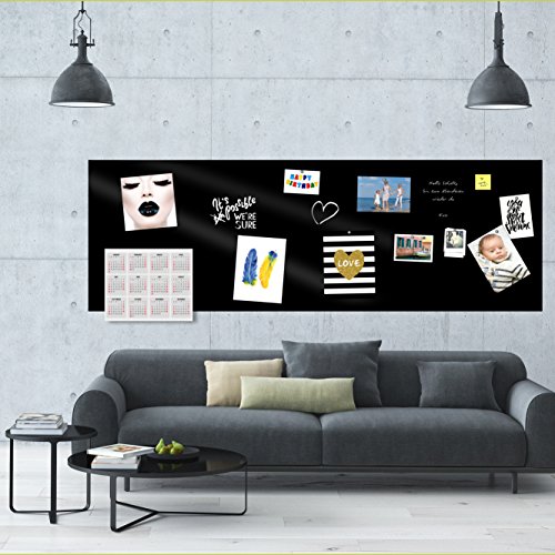Selbstklebende und magnetische Vinyl- Tafelfolie in verschiedene Größen | Möbelfolie| Büroplaner IFarbe: Schwarz | Format: 500x100 cm|inkl. 2xKreide + 10er Set SuperMagnete| Kreidetafel | Wandfolie