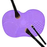 JETTINGBUY Makeup Brush Cleaning Mat Cosmetic Brush Cleaner Pad Silicone Washing Tool Scrubber Suction Cup,Purple