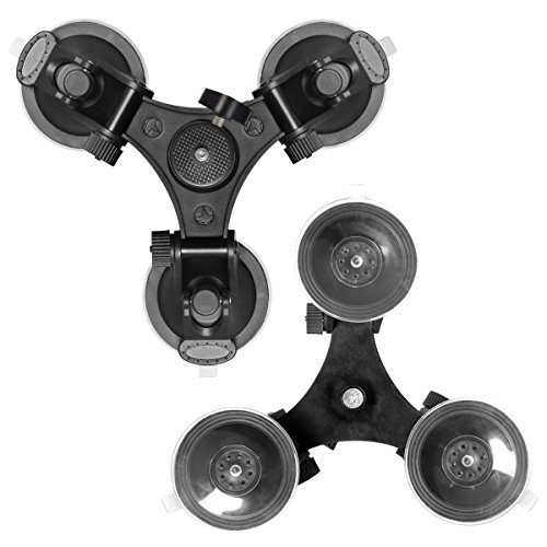 Fantaseal Triple Ventouse Voiture  Ventouse Fixation DSLR Ventouse    Support avec Gopro Adapteur T  te Rotule Rotatif de Triple  Car Suction Mount pour GoPro Hero 5 4  3  3  Session etc