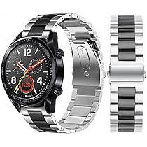 Metal Stainless Steel Strap Band for Huawei Smart Watch GT2 and GT / GT2  Pro / GT 2e / Honor Magic 2 - Black / Silver: Buy Online at Best Price in
