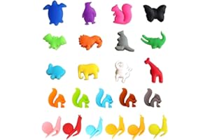 Gwolf Segnabicchieri in Silicone per Feste, 23pcs Amanti del Vino Marcatore segnabicchieri in Silicone per Tazze Marcatori per Bevande in Silicone Identificatore per Bicchieri da Vino