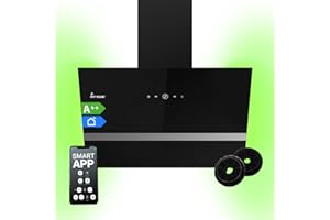 KKT KOLBE EASY609SHCM okap kuchenny 60 cm, bezgłowy, ze stali nierdzewnej, czarne szkło, Wi-Fi, automatyczne postępowanie, oświetlenie RGB LED, obsługa SensorTouch, EASY609SHCM