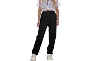 SOLU DAY8 Pantalon Cargo Ado Fille Ample 7-12 Ans Pantalon Cargo Baggy Enfant Fille Large Taille Elastique Chic Confortable Pas Cher Sport Casual Vacances Jogging Streetwear