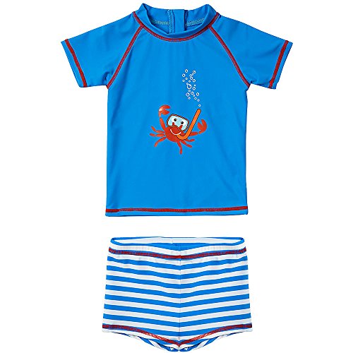 H2O Little Crab Sunsafe UPF40+ Boys and Babies Two Piece Top and Shorts Set - Crab Print - 12/18 Months