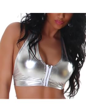 Gogo Top Leder-Optik Neckholder 34-38 schwarz, gold, lila, pink oder silber