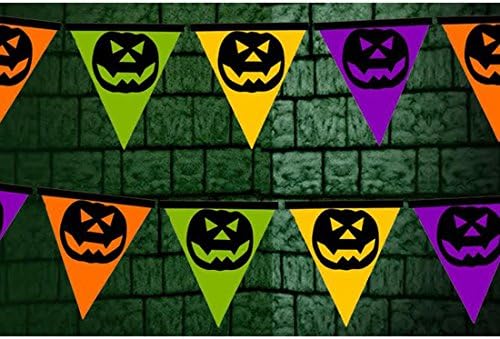 VALUE TWIN PACK Spooky Pennants Pumpkin Halloween Bunting Indoor/Outdoor Party Decoration Banner Total 18 Foot