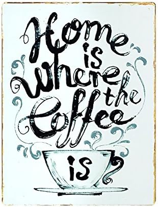 Vintage Style Coffee Lover Iron Metal Wall Plaque Gift
