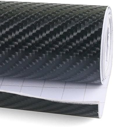TulanAuto High Glossy 4D Waterproof Automotive Bubble Free Vinyl Wrap Carbon Fiber Vehicle Sticker Kit Exterior & Interior DIY Decoration 59.8"19.7" for Phone/Car/PC/Motor (Black)