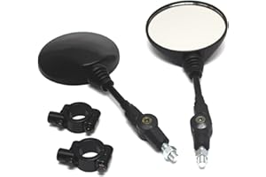GEEVORKS 1 Pair Moto Specchietto Retrovisore Alluminio Manubrio Pieghevole Round Shape Rearview Side Mirror Base Accessori modificati per Street Cars Universal Scooter Specchietti Posteriore Moto