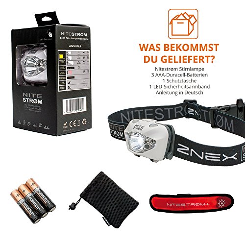 ZNEX Nitestrøm | Super Helle Wasserdichte IPX6 LED Stirnlampe 168 Lumen mit Infrarot-Sensor-Gestensteuerung, Rotlicht, Blinklicht, SOS-Notfall-Pfeife + GRATIS LED-Leuchtarmband - 7