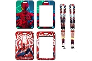 SIDESEA Porta Tarjetas Identificativas, 2 Piezas Funda Tarjeta Identificación Portatarjetas Colgante Spider Card Holder Tarjetero Colgante Plastico Diseño de Dibujos Animados Adultos Niños