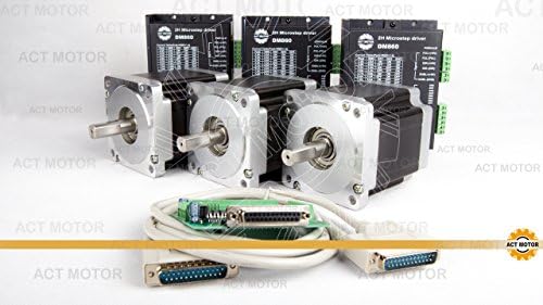 Act Motor GmbH 3pcs NEMA34 Stepper Motor 34HS1456 Stepper Motor 5.6 a 116 mm 8.4 N.m 1pc Breakout Board and Cable 24 + 3 Pcs DM860 – Driver 80VDC 6 A 256 Micro Steps