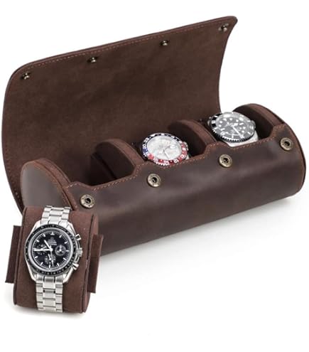 Hiram Sechseckige Uhrenbox Aus Saffiano-Leder - Aufbewahrung Für 6 Uhren In Grün