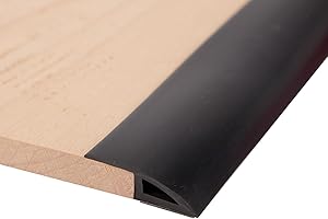 Durdiiy Door Threshold Strip 35mm (W)*1m (L) Laminate Door Threshold Strip Self Adhesive Carpet Edge Strip PVC Floor Transition Strips Threshold Trim and Edgings Threshold Strip for Joins Gap (Black)