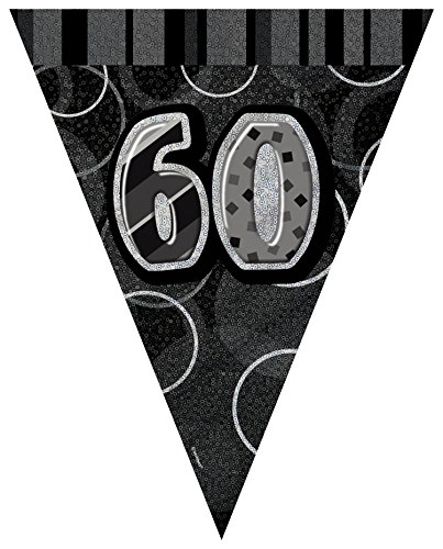 9ft Foil Glitz Black 60th Birthday Bunting Flags 9ft Foil Glitz Black 60th Birthday Bunting Flags