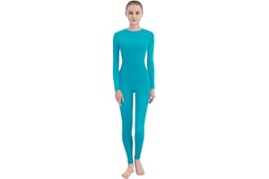SUPRNOWA Crew Neck Full Body Unitard Elastane Spandex Long Sleeve Round Neck One Piece Bodysuit Unisex