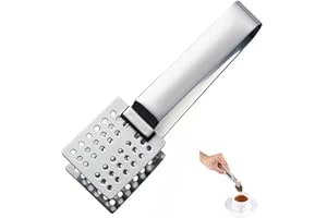 AJINACIOUS Tea Bag Squeezer Tongs, Effective Tea Tool for Easy Extraction, Stainless Steel Tea Tongs Strainer Clip Tea Filter Spoon for Gripping Loosing Leaf Tea Bags Ice Sugar Cubes (Silver, 15cm)