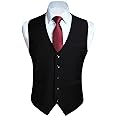 HISDERN Men's Suit Vest Business Formal Dress Waistcoat Vest with 3 Pockets for Suit or Tuxedo Black