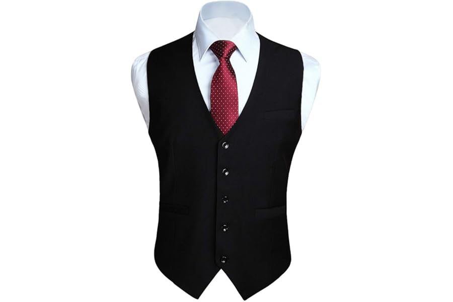 Hisdern Men's Formal Wedding Party Waistcoat Cotton Solid Color Vest