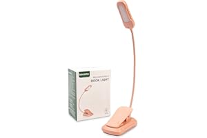 SOLMIRA Luz de Lectura LED con Pinza, Rosa, Flexible, Recargable