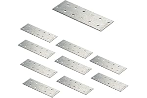 VHG INNOVATION VHG Flat Connecting Joining Plates - Pack of 10 pcs (120 x 40 x 2) Heavy Duty Perforated Brackets, Galvanised Steel Sheet Braces, Metal Timber Fixing Repair Connector