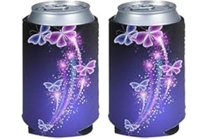 chaqlin Galaxy Butterfly Print - Protectores para botellas de bebidas (2 unidades, suaves, plegables, para cerveza, 12 onzas)