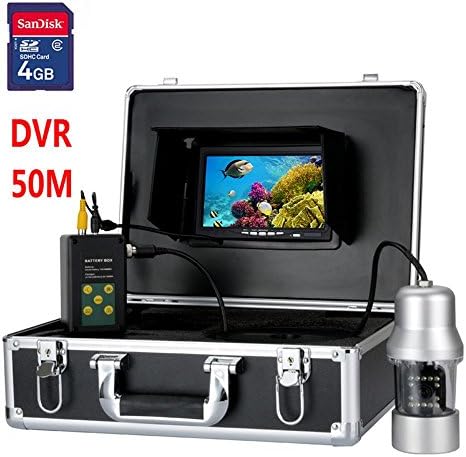 50M 7" TFT DVR Recorder Underwater Video Fishing Camera System 0- 360 Degree View, Remote Control, 14x White Lights