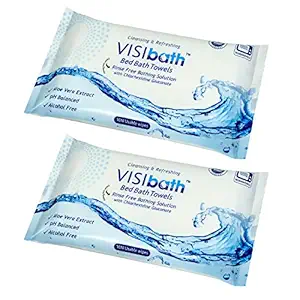 Visibath Bed Bath Towel Cleansing and Refreshing Wipes 10 Pieces Per Pack (240X320 mm, White) Set of 2 Packs
