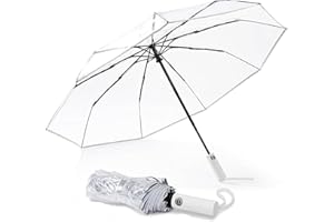 Defresit 2 PCS Clear Umbrellas for Wedding, 38.6'' Folding Transparent Umbrella, Compact Travel Umbrella, Portable Folding Umbrellas for Woman Men Bride Bridesmaid Party