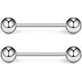FECTAS Grade 23 Titanium Externally Threaded Tongue Nipple Shield Barbell Ring Bars Body Piercing Jewellery 14G 16G 2PCS