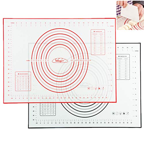 Nifogo Tapis de Cuisson Patisserie en Silicone Anti-adhésif Réutilisable avec Mesure Convient Pourles Fondant Pâte Gâteaux Tartes 60 x 40 cm