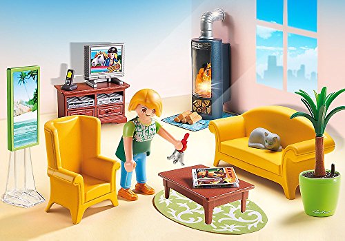 Playmobil Dollhouse 7pcs. set 5303 5304 5306 5307 5308 5309 5336 Romantic Dollhouse + Baby's Room with cradle + Colourful Nursery + Romantic Bathroom + Living Room with Fireplace + Parent's Bedroom + Built-in Kitchen with lounge