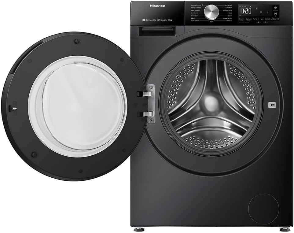 3S Series WF3S1243BB3 12KG Large Capacity, 1400 RPM, A Energy Class, Quick Wash, WiFi Enabled, LED Display, Black Freestanding Washing Machine - HxWxD MM (890x595x640) - 2 Year Warranty