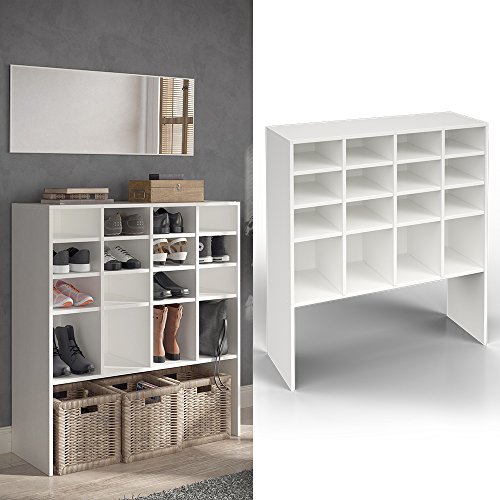 Schuhschrank HERMIA – für bis zu 20 Paar Schuhe und 4 Stiefel Schrank Schuhregal Schuhständer Schuhe Stiefelfach Schuhablage Standregal Weiß XXL - 6