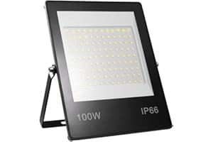 Yinet-EU Faretto LED da Esterno 100W 10000LM Faretto LED Proiettore Bianco Caldo 3000K Luce di Sicurezza Ultra Sottile Impermeabile IP66 Lampada Esterno LED Floodlight per Garage Giardino