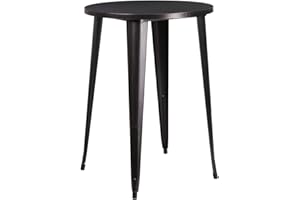 Flash Furniture Philip Commercial Grade 30" Round Black-Antique Gold Metal Indoor-Outdoor Bar Height Table